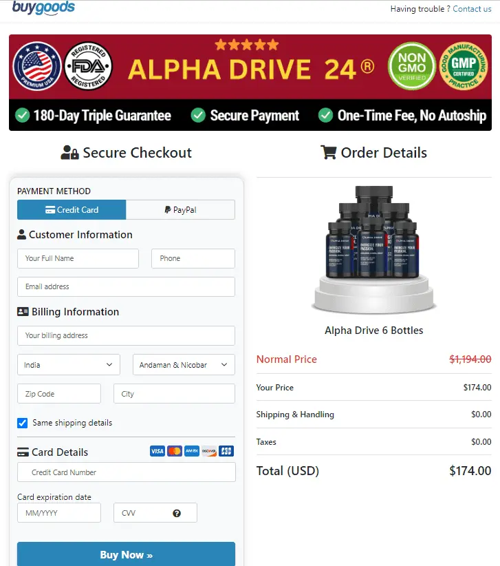 alpha drive order page